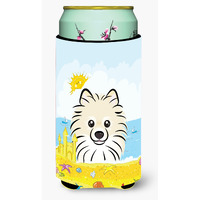 "Caroline's Treasures BB2075TBC ""Pomeranian Summer Beach"" Tall Boy Hugger Koozie, Multicolor"