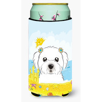 "Caroline's Treasures BB2076TBC ""Maltese Summer Beach"" Tall Boy Hugger Koozie, Multicolor"