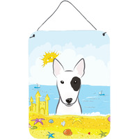 "Caroline's Treasures Bull Terrier Summer Beach Wall or Door Hanging Prints BB2077DS1216, 16HX12W, Multicolor"