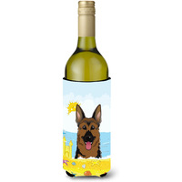 "Caroline's Treasures BB2079LITERK ""German Shepherd Summer Beach"" Wine Bottle Hugger Koozie, 750ml, Multicolor"