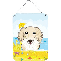 "Caroline's Treasures Longhair Creme Dachshund Summer Beach Wall or Door Hanging Prints BB2080DS1216, 16HX12W, Multicolor"