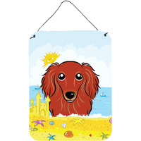 "Caroline's Treasures Longhair Red Dachshund Summer Beach Wall or Door Hanging Prints BB2082DS1216, 16HX12W, Multicolor"