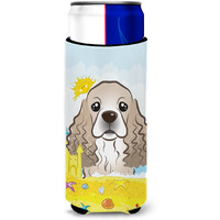 "Caroline's Treasures BB2084MUK ""Cocker Spaniel Summer Beach Michelob Ultra Koozies for Slim Cans, Multicolor"