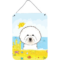 "Caroline's Treasures Bichon Frise Summer Beach Wall or Door Hanging Prints BB2085DS1216, 16HX12W, Multicolor"