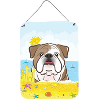 "Caroline's Treasures English Bulldog Summer Beach Wall or Door Hanging Prints BB2087DS1216, 16HX12W, Multicolor"