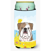 "Caroline's Treasures BB2087TBC ""English Bulldog Summer Beach"" Tall Boy Hugger Koozie, Multicolor"