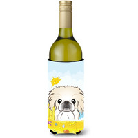 "Caroline's Treasures BB2089LITERK ""Pekingese Summer Beach"" Wine Bottle Hugger Koozie, 750ml, Multicolor"
