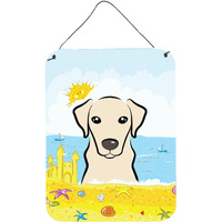 "Caroline's Treasures Yellow Labrador Summer Beach Wall or Door Hanging Prints BB2090DS1216, 16""H x 12""W, Multicolor"