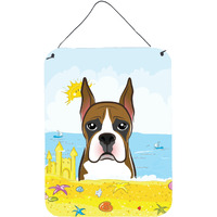 "Caroline's Treasures Boxer Summer Beach Wall or Door Hanging Prints BB2091DS1216, 16HX12W, Multicolor"