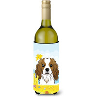 "Caroline's Treasures BB2092LITERK ""Cavalier Spaniel Summer Beach"" Wine Bottle Hugger Koozie, 750ml, Multicolor"