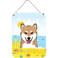 "Caroline's Treasures Shiba Inu Summer Beach Wall or Door Hanging Prints BB2093DS1216, 16HX12W, Multicolor"