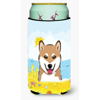 "Caroline's Treasures BB2093TBC ""Shiba Inu Summer Beach"" Tall Boy Hugger Koozie, Multicolor"