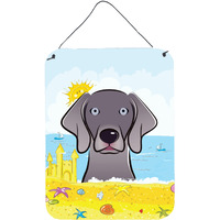 "Caroline's Treasures Weimaraner Summer Beach Wall or Door Hanging Prints BB2099DS1216, 16HX12W, Multicolor"