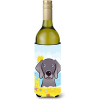 "Caroline's Treasures BB2099LITERK ""Weimaraner Summer Beach"" Wine Bottle Hugger Koozie, 750ml, Multicolor"