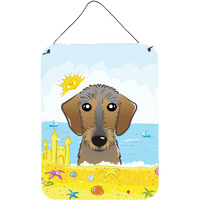 "Caroline's Treasures Wirehaired Dachshund Summer Beach Wall or Door Hanging Prints BB2101DS1216, 16HX12W, Multicolor"