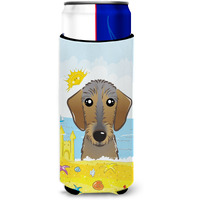 "Caroline's Treasures BB2101MUK ""Wirehaired Dachshund Summer Beach Michelob Ultra Koozies for Slim Cans, Multicolor"