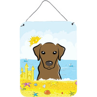 "Caroline's Treasures Chocolate Labrador Summer Beach Wall or Door Hanging Prints BB2102DS1216, 16HX12W, Multicolor"
