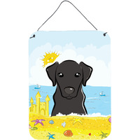"Caroline's Treasures Black Labrador Summer Beach Wall or Door Hanging Prints BB2103DS1216, 16HX12W, Multicolor"