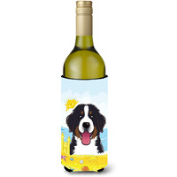 "Caroline's Treasures BB2105LITERK ""Bernese Mountain Dog Summer Beach"" Wine Bottle Hugger Koozie, 750ml, Multicolor"