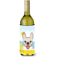 "Caroline's Treasures BB2106LITERK ""French Bulldog Summer Beach"" Wine Bottle Hugger Koozie, 750ml, Multicolor"
