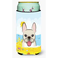 "Caroline's Treasures BB2106TBC ""French Bulldog Summer Beach"" Tall Boy Hugger Koozie, Multicolor"