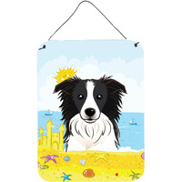 "Caroline's Treasures Border Collie Summer Beach Wall or Door Hanging Prints BB2109DS1216, 16HX12W, Multicolor"