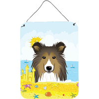 "Caroline's Treasures Sheltie Summer Beach Wall or Door Hanging Prints BB2110DS1216, 16HX12W, Multicolor"