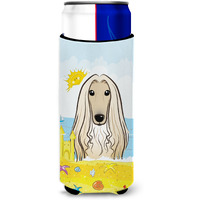 "Caroline's Treasures BB2112MUK ""Afghan Hound Summer Beach Michelob Ultra Koozies for Slim Cans, Multicolor"