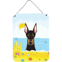 "Caroline's Treasures Doberman Summer Beach Wall or Door Hanging Prints BB2113DS1216, 16HX12W, Multicolor"
