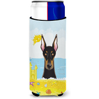 "Caroline's Treasures BB2113MUK ""Doberman Summer Beach Michelob Ultra Koozies for Slim Cans, Multicolor"