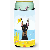 "Caroline's Treasures BB2113TBC ""Doberman Summer Beach"" Tall Boy Hugger Koozie, Multicolor"