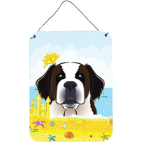 "Caroline's Treasures Saint Bernard Summer Beach Wall or Door Hanging Prints BB2114DS1216, 16HX12W, Multicolor"