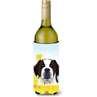 "Caroline's Treasures BB2114LITERK ""Saint Bernard Summer Beach"" Wine Bottle Hugger Koozie, 750ml, Multicolor"
