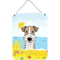 "Caroline's Treasures Wire Haired Fox Terrier Summer Beach Wall or Door Hanging Prints BB2115DS1216, 16HX12W, Multicolor"