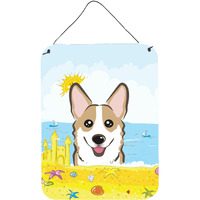 "Caroline's Treasures Sable Corgi Summer Beach Wall or Door Hanging Prints BB2121DS1216, 16HX12W, Multicolor"
