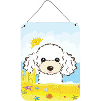 "Caroline's Treasures White Poodle Summer Beach Wall or Door Hanging Prints BB2125DS1216, 16""H x 12""W, Multicolor"