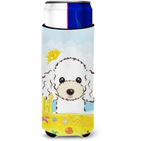 "Caroline's Treasures BB2125MUK ""White Poodle Summer Beach Michelob Ultra Koozies for Slim Cans, Multicolor"