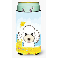 "Caroline's Treasures BB2125TBC ""White Poodle Summer Beach"" Tall Boy Hugger Koozie, Multicolor"