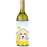 "Caroline's Treasures BB2126LITERK ""Buff Poodle Summer Beach"" Wine Bottle Hugger Koozie, 750ml, Multicolor"