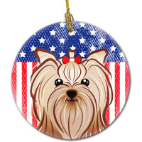 "Caroline's Treasures American Flag and Yorkie Yorkishire Terrier Ceramic Ornament, Multicolor"