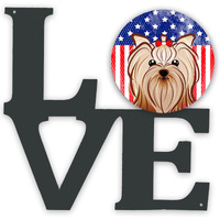 "Caroline's Treasures American Flag and Yorkie Yorkishire Terrier Metal Artwork Love wall-decor, Multicolor"
