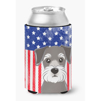 "Caroline's Treasures BB2136CC American Flag And Schnauzer Can Or Bottle Hugger, Multicolor"
