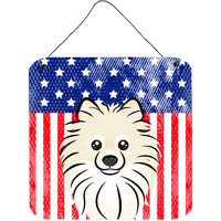 "Caroline's Treasures American Flag and Pomeranian Door Hanging Prints wall-decor, Multicolor"