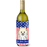 "Caroline's Treasures BB2137LITERK ""Pomeranian"" Wine Bottle Hugger Koozie, 750ml, Multicolor"