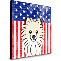 "Caroline's Treasures American Flag and Pomeranian Artwork Panel wall-decor, Multicolor"
