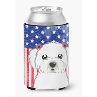 "Caroline's Treasures BB2138CC American Flag And Maltese Can Or Bottle Hugger, Multicolor"
