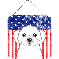 "Caroline's Treasures American Flag and Maltese Door Hanging Prints wall-decor, Multicolor"