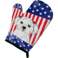"Caroline's Treasures BB2138OVMT American Flag and Maltese Oven Mitt, 12"" by 8.5"", Multicolor"