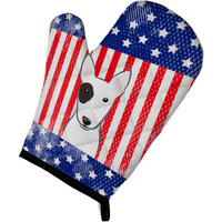 "Caroline's Treasures BB2139OVMT American Flag and Bull Terrier Oven Mitt, 12"" by 8.5"", Multicolor"