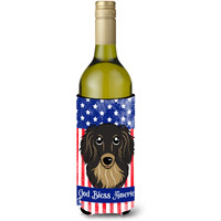 "Caroline's Treasures BB2143LITERK ""Longhair Black and Tan Dachshund"" Wine Bottle Hugger Koozie, 750ml, Multicolor"